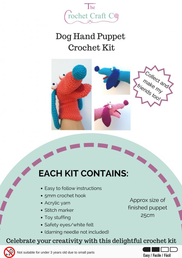 Crochet Kit - Dog Hand Puppet - The Crochet Craft Co