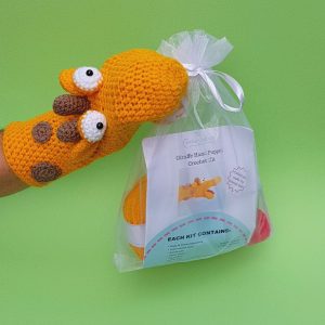 Giraffe crochet kit hand puppet, the crochet craft co