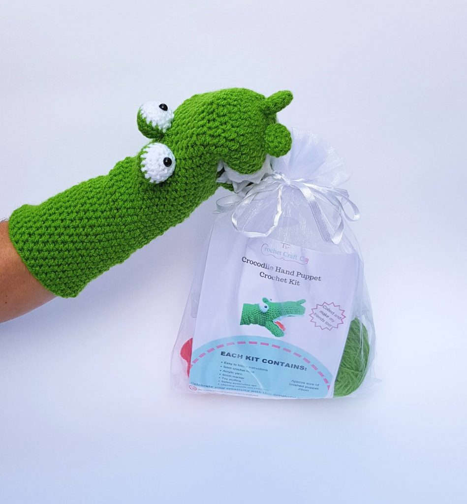 crocodile crochet kit hand puppet, the crochet craft co