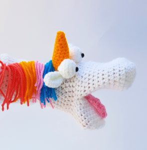 unicorn hand puppet - www.thecrochetcraftco.co.uk