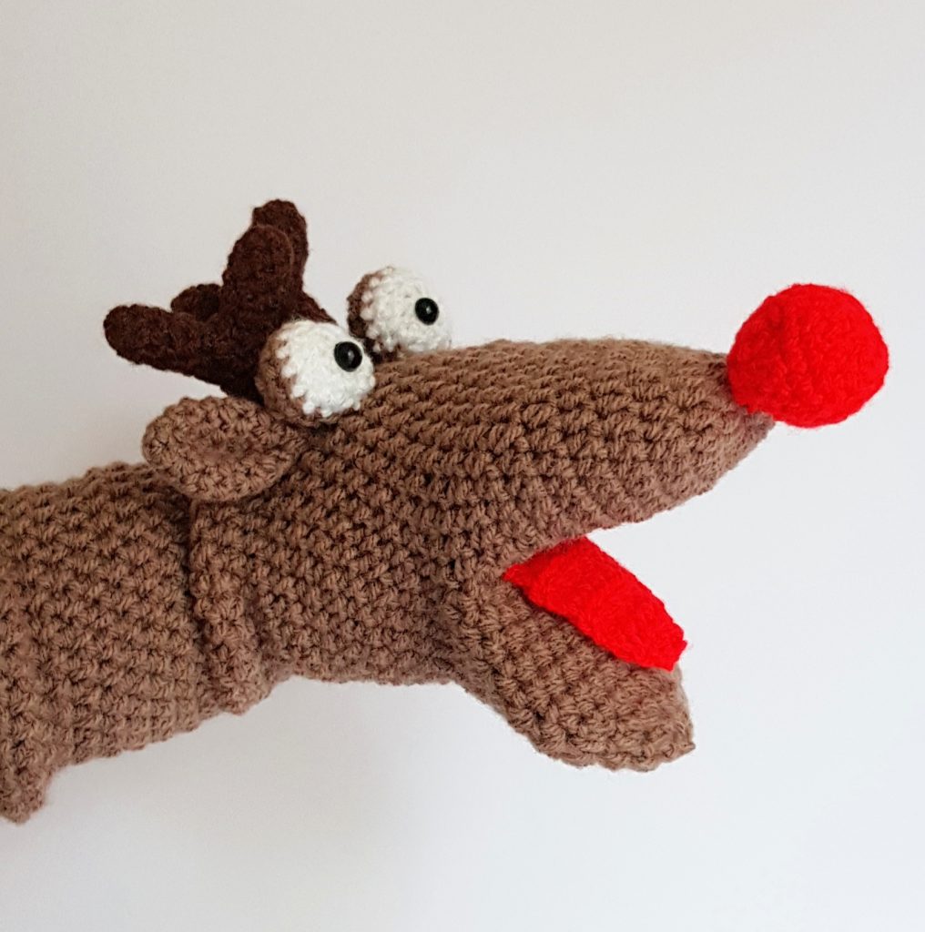 crochet hand puppet, reindeer hand puppet,www.thecrochetcraftco.co.uk