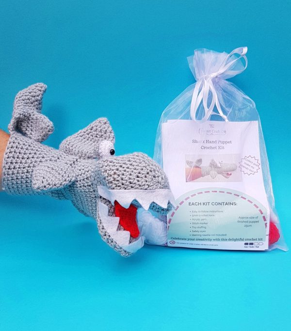 shark crochet hand puppet kit, the crochet craft co